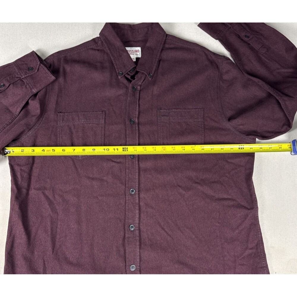 Mossimo Mens XL Flannel Shirt Maroon Burgundy Solid Long Sleeve Button Cotton - Picture 5 of 10